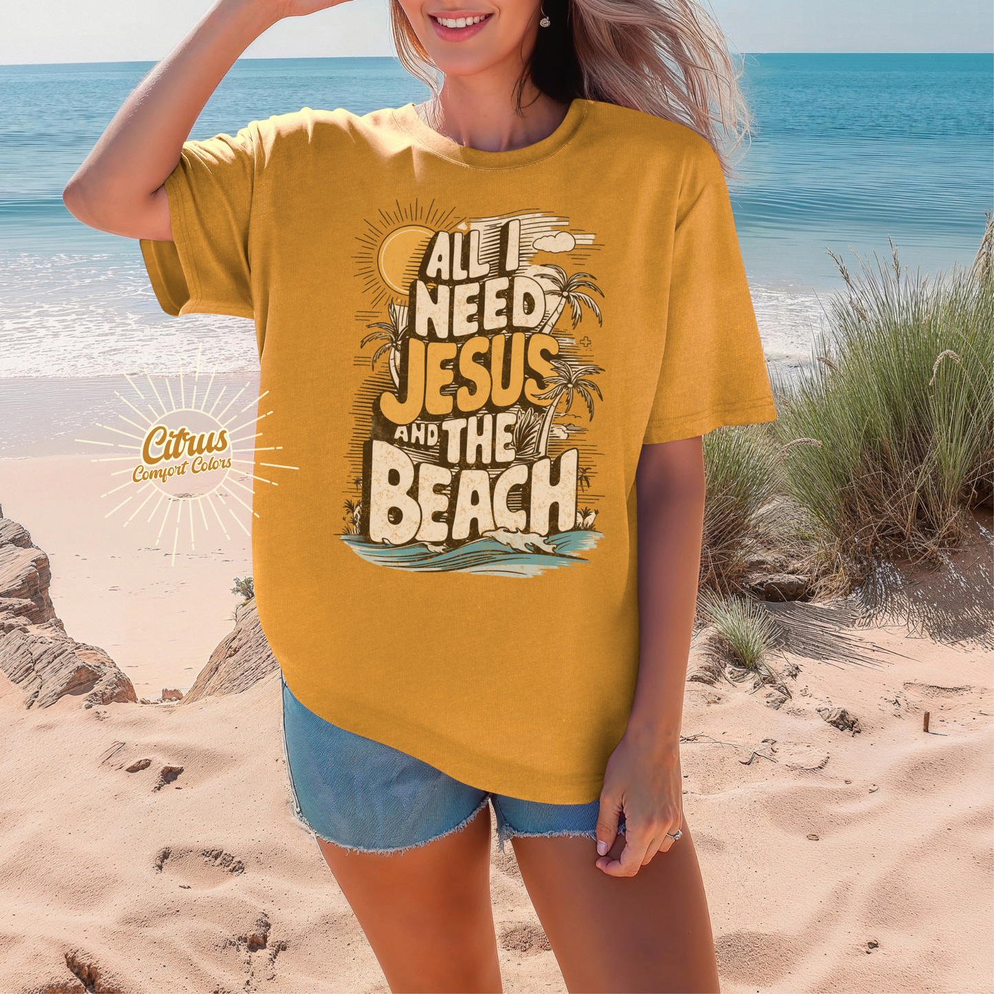 All I Need Jesus and the Beach T-shirt