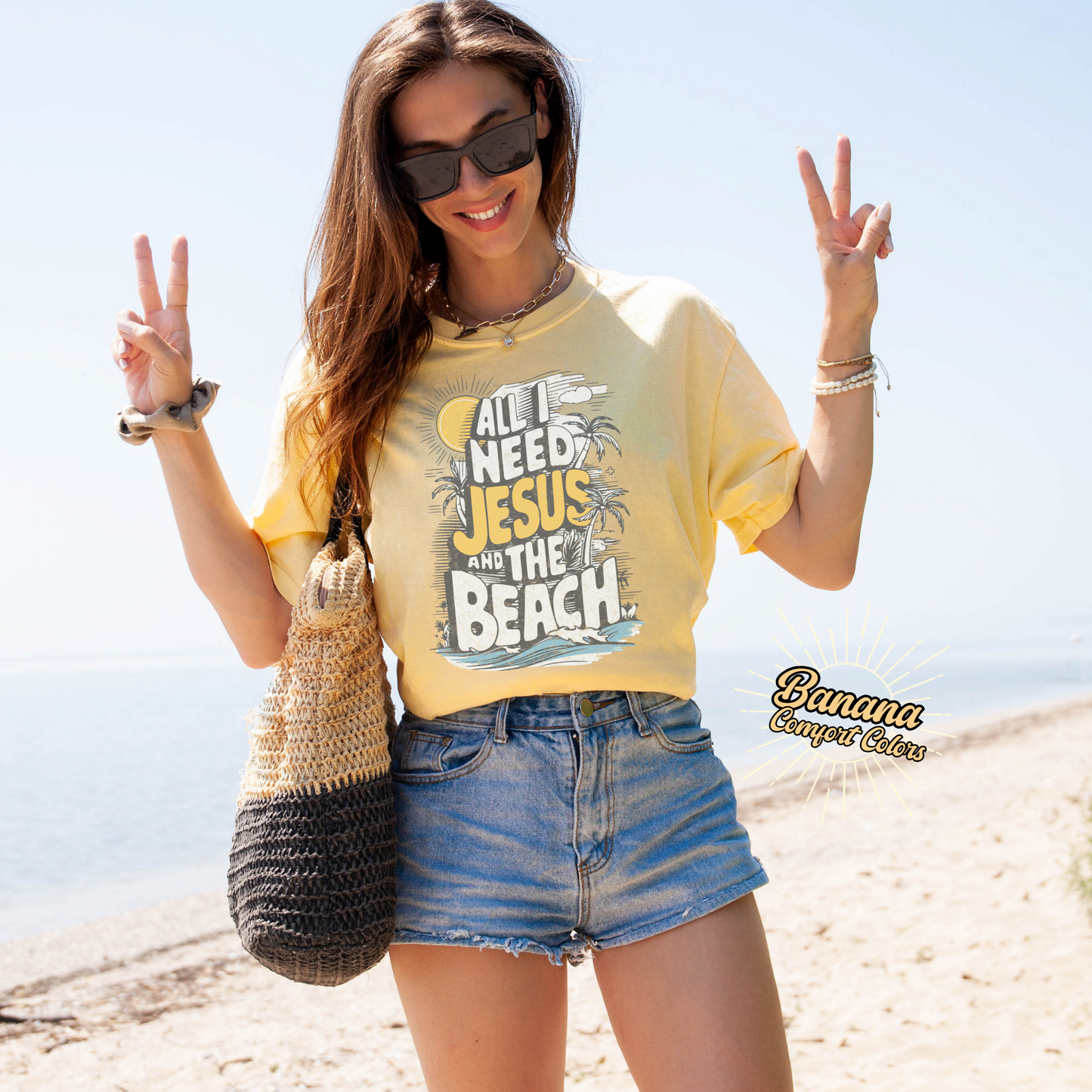All I Need Jesus and the Beach T-shirt