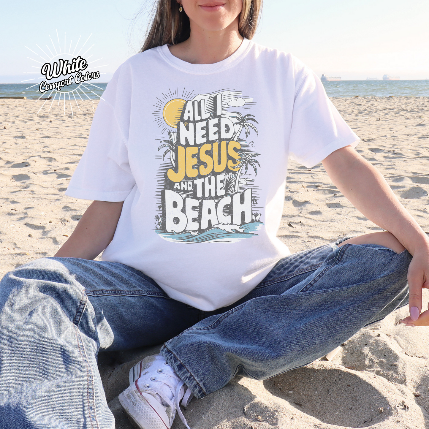 All I Need Jesus and the Beach T-shirt