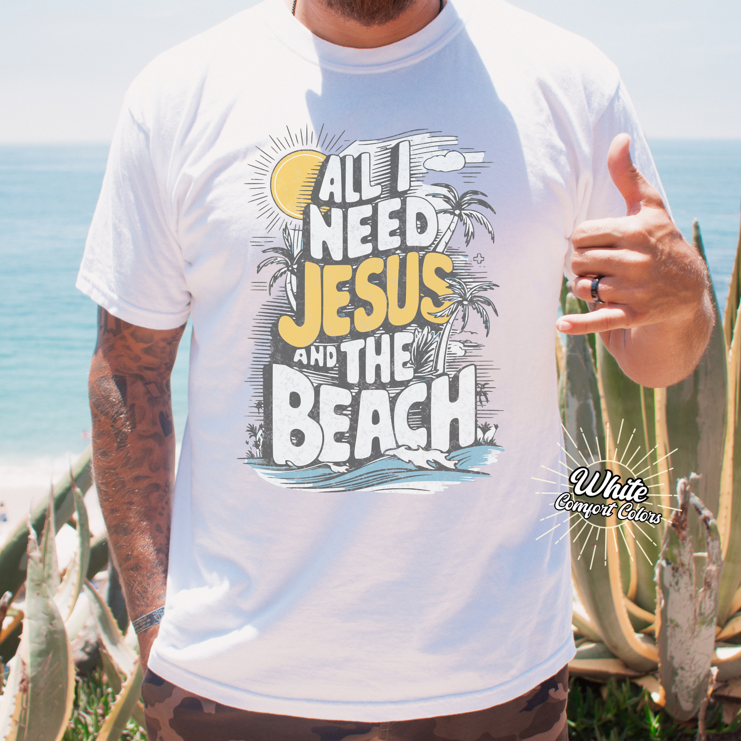 All I Need Jesus and the Beach T-shirt