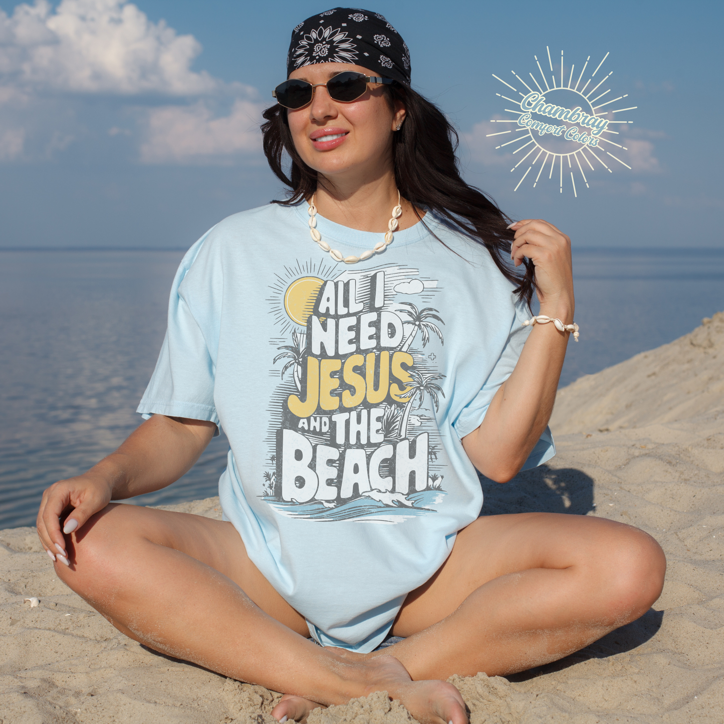 All I Need Jesus and the Beach T-shirt