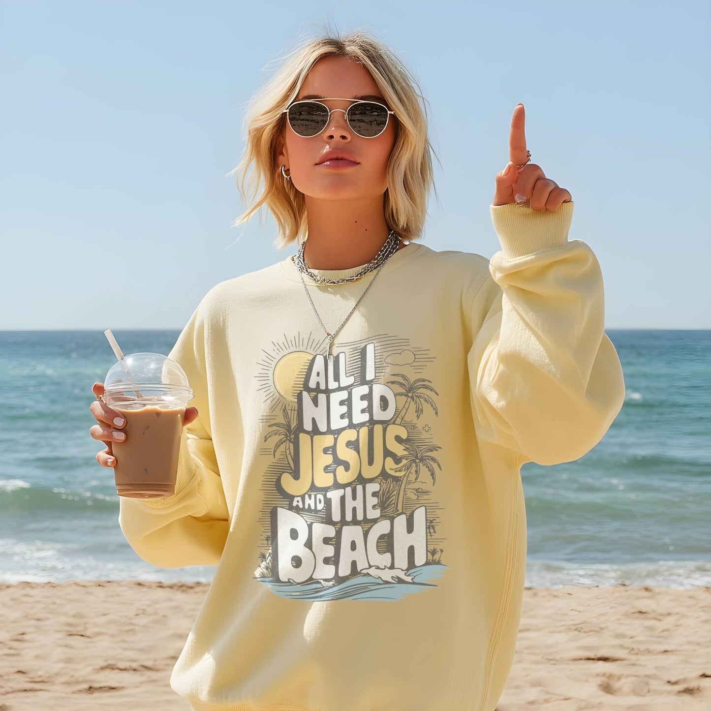 All I Need Jesus and the Beach Sweatshirt (Comfort Colors)