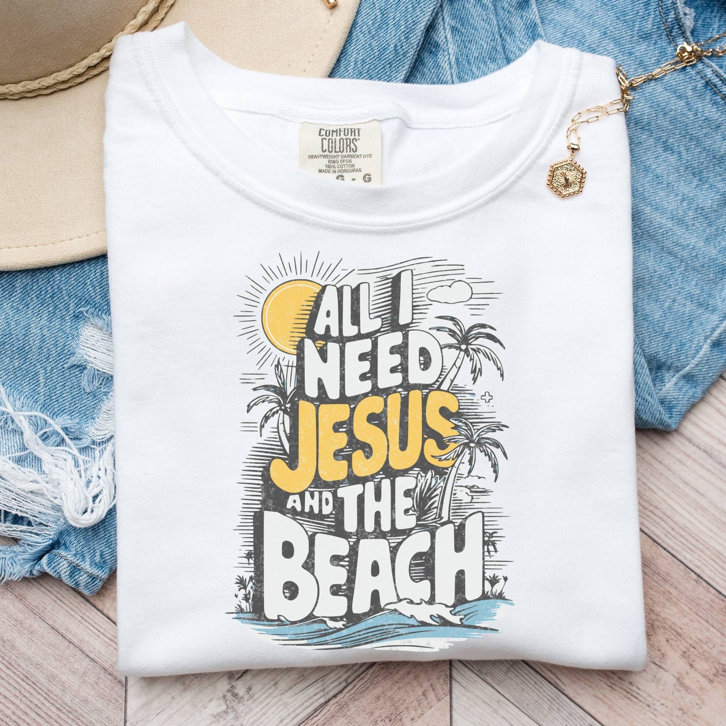 All I Need Jesus and the Beach T-shirt