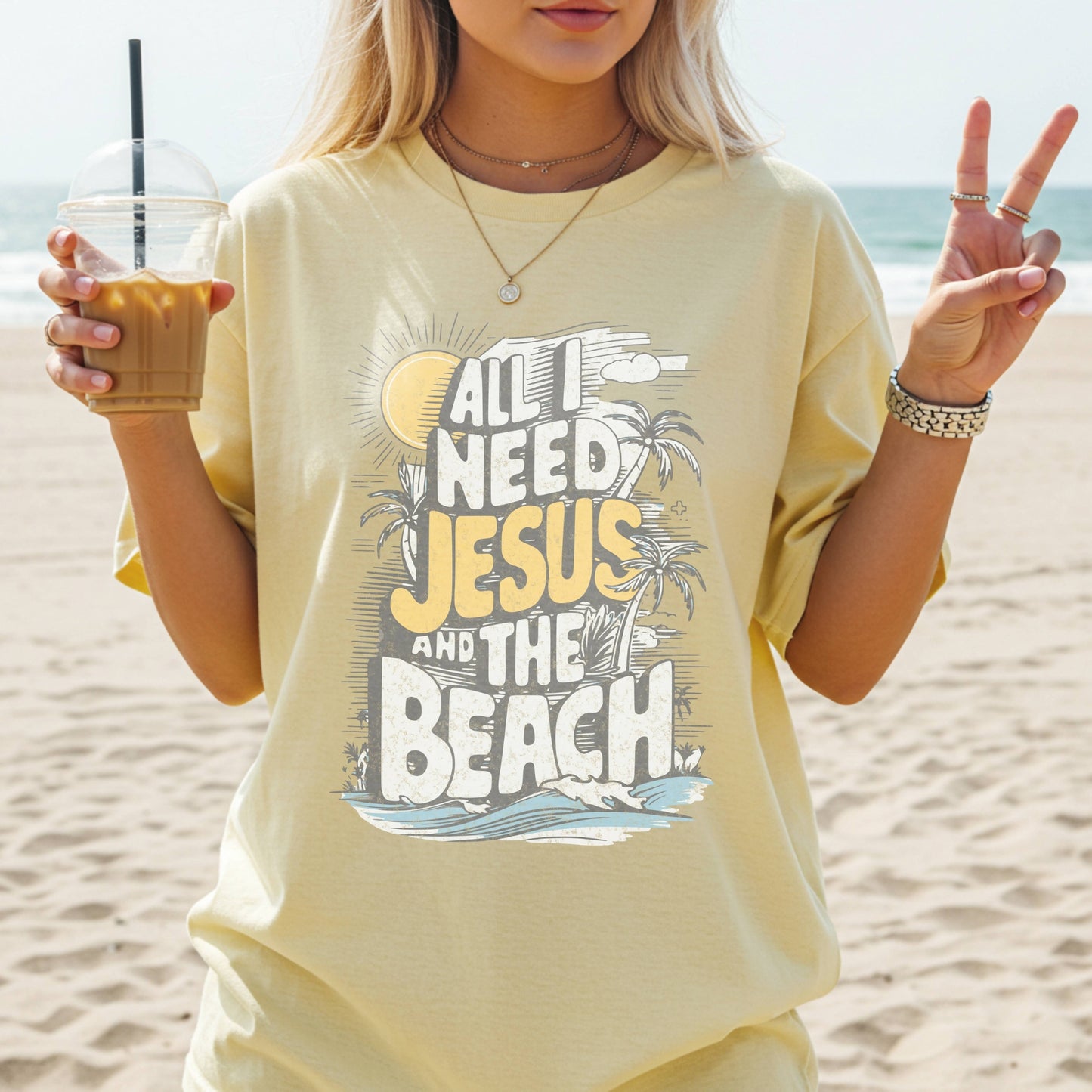 All I Need Jesus and the Beach T-Shirt