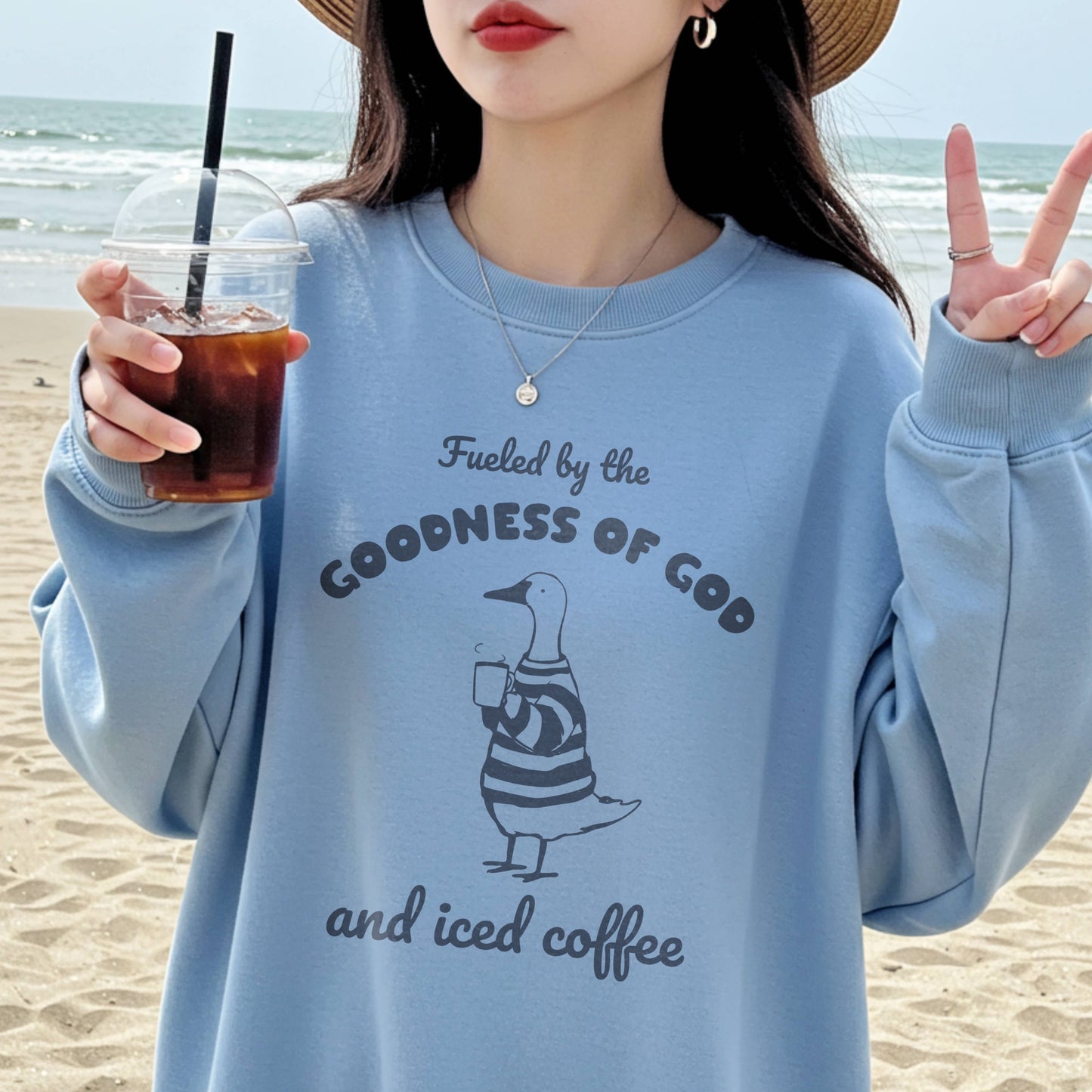 Fueled by the Goodness of God and Iced Coffee Sweatshirt