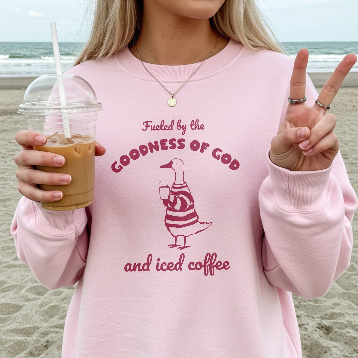 Fueled by the Goodness of God and Iced Coffee Sweatshirt