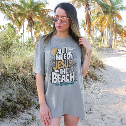 All I Need Jesus and the Beach T-shirt