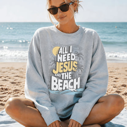 Jesus and the Beach Sweatshirt (Gildan 18000)