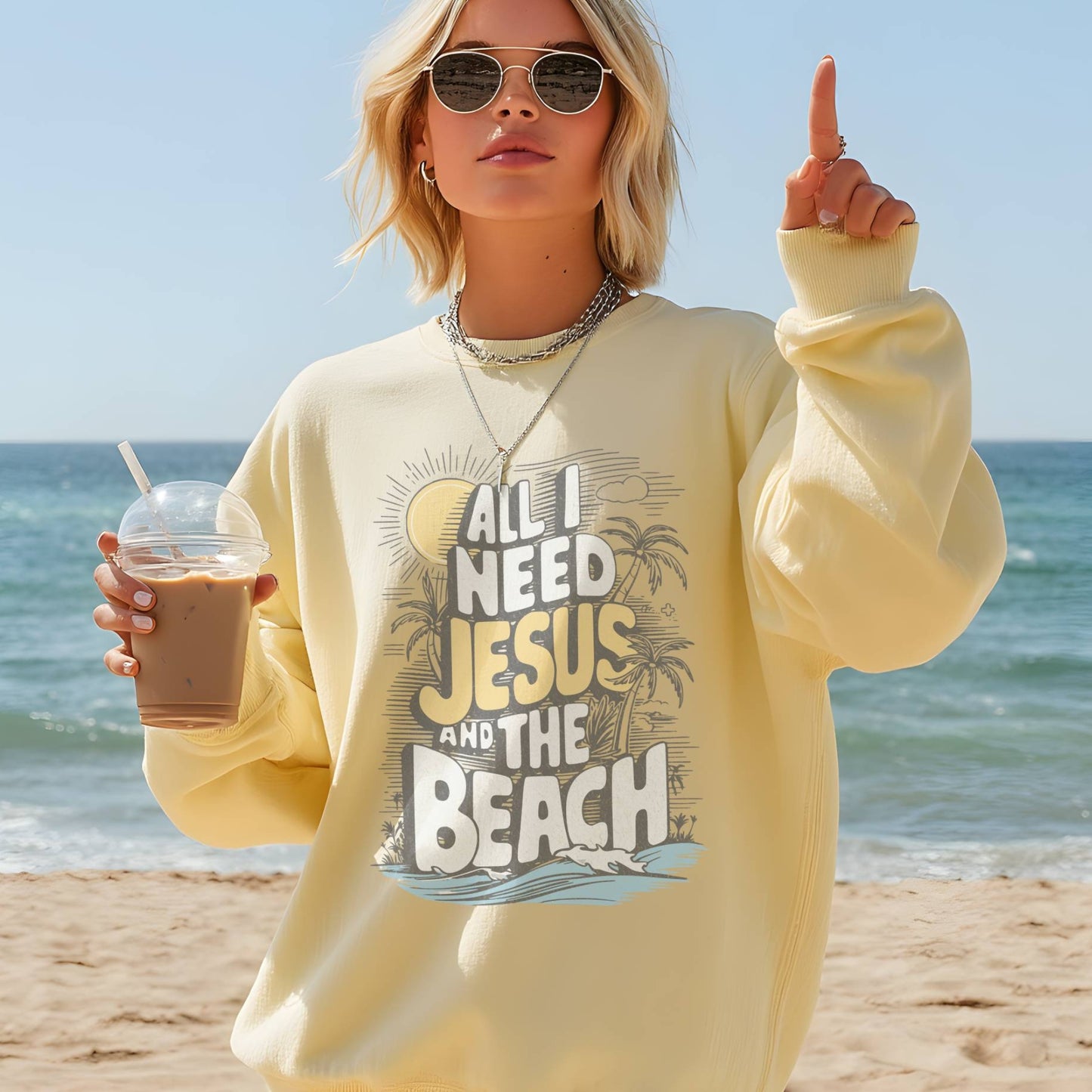 All I Need Jesus and the Beach Sweatshirt (Comfort Colors)