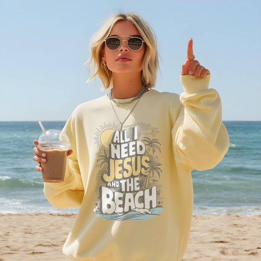 All I Need Jesus and the Beach Sweatshirt (Comfort Colors)