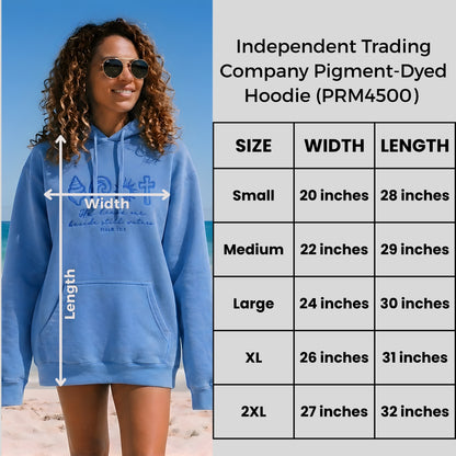He Leads Me Beside Still Waters Light Blue Embroidered Hoodie