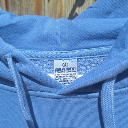 He Leads Me Beside Still Waters Light Blue Embroidered Hoodie