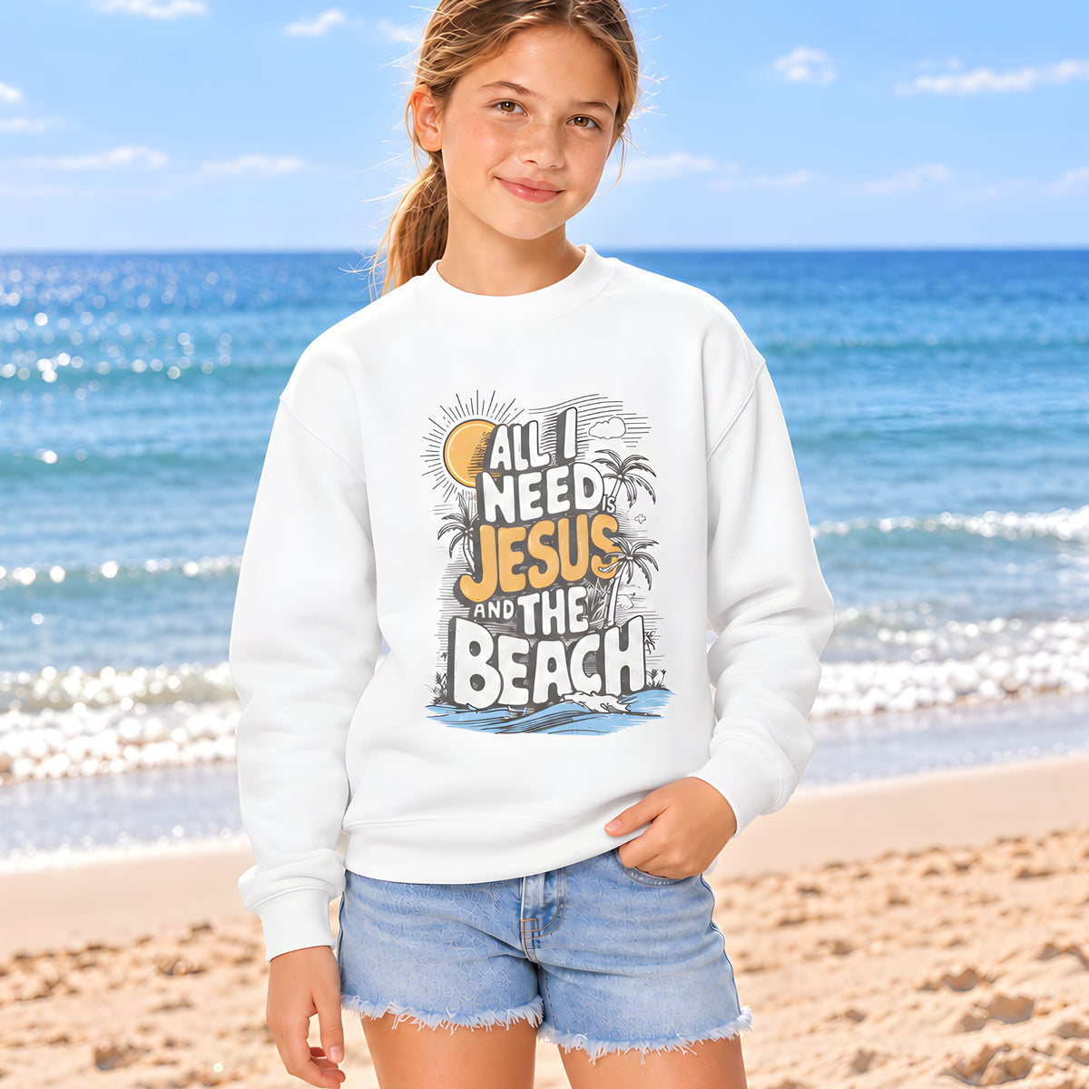 All I Need Is Jesus And The Beach Youth Sweatshirt