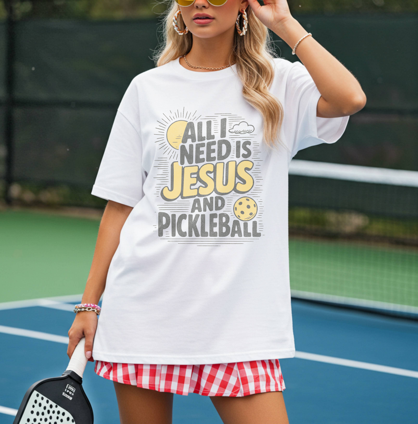 All I need is Jesus and Pickleball T-shirt *new*
